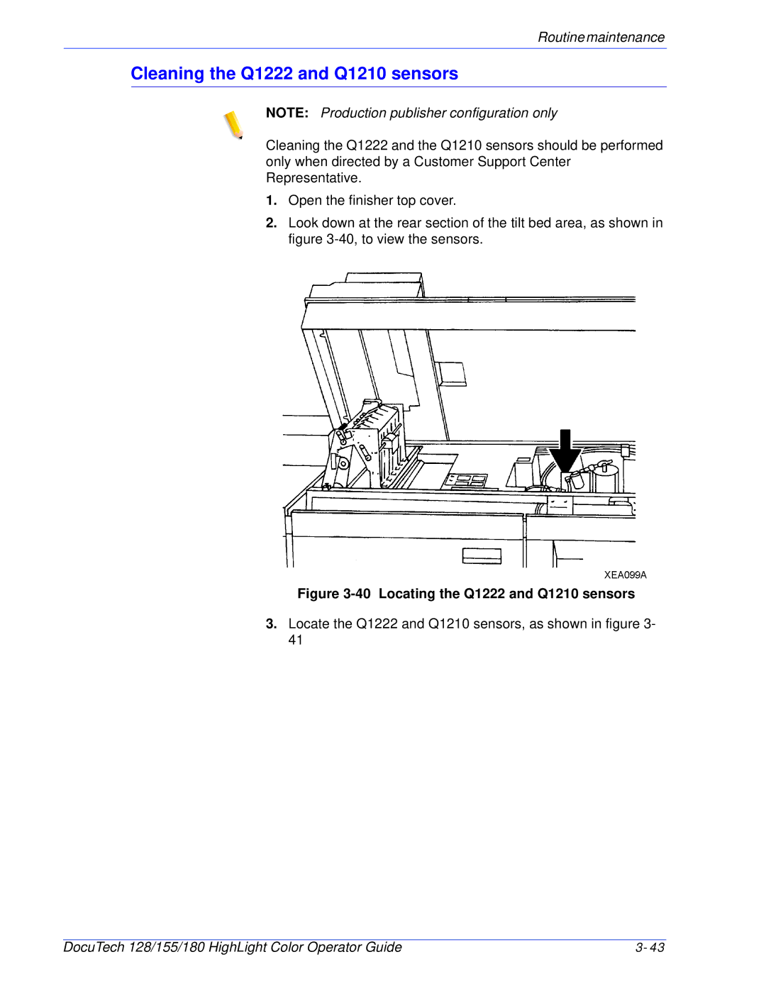 Xerox 128 manual Cleaning the Q1222 and Q1210 sensors, Locating the Q1222 and Q1210 sensors 