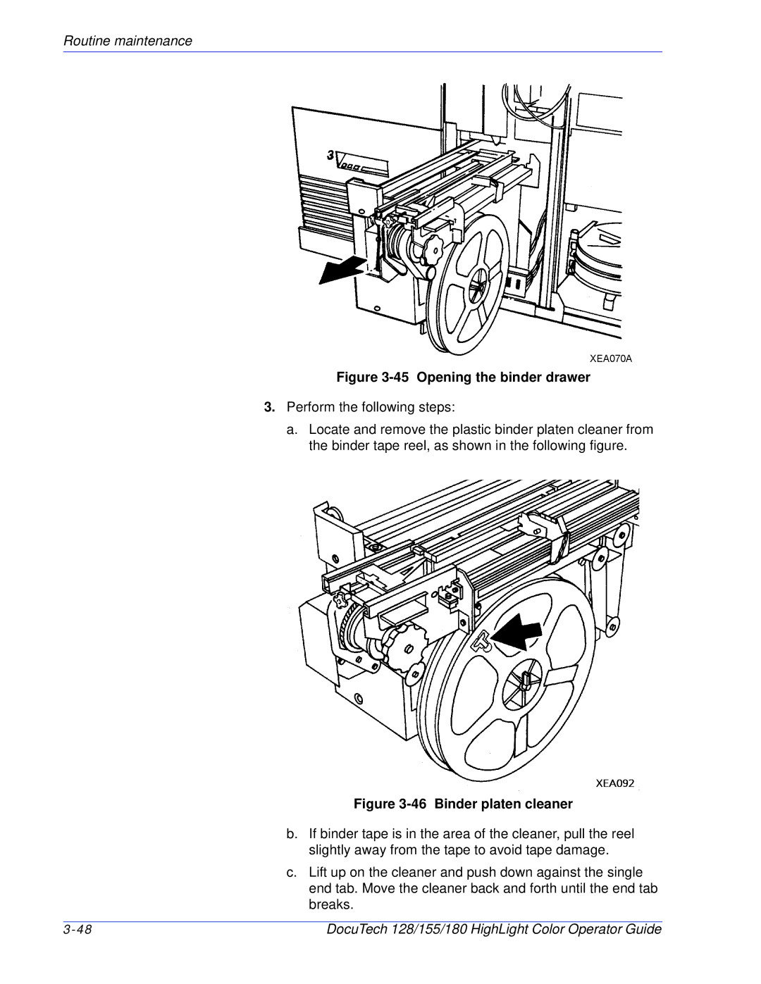 Xerox 128 manual Opening the binder drawer 