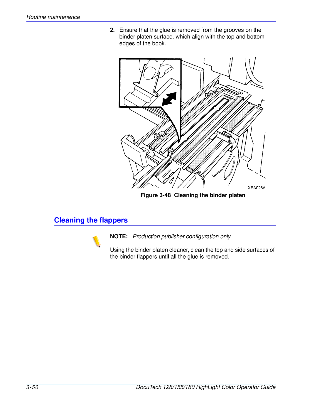 Xerox 128 manual Cleaning the flappers, Cleaning the binder platen 