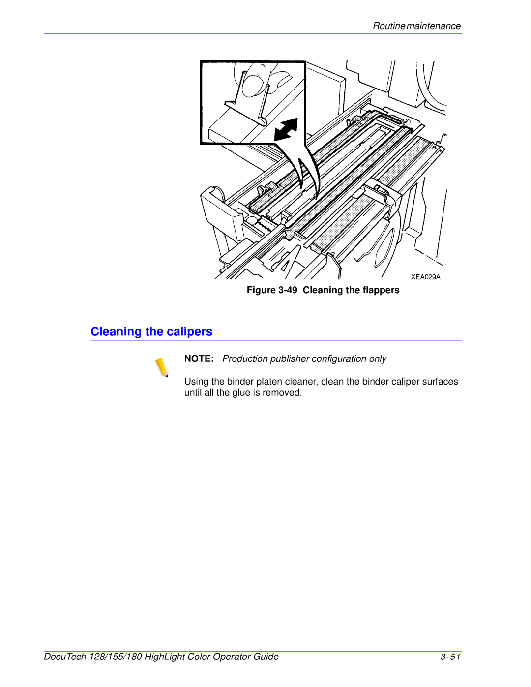 Xerox 128 manual Cleaning the calipers, Cleaning the flappers 