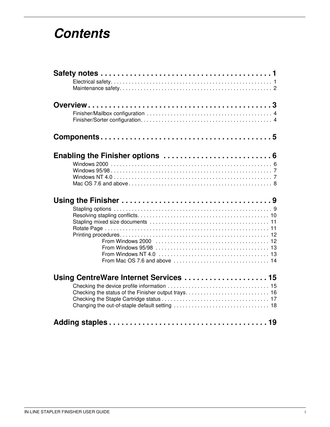 Xerox 12CP manual Contents 