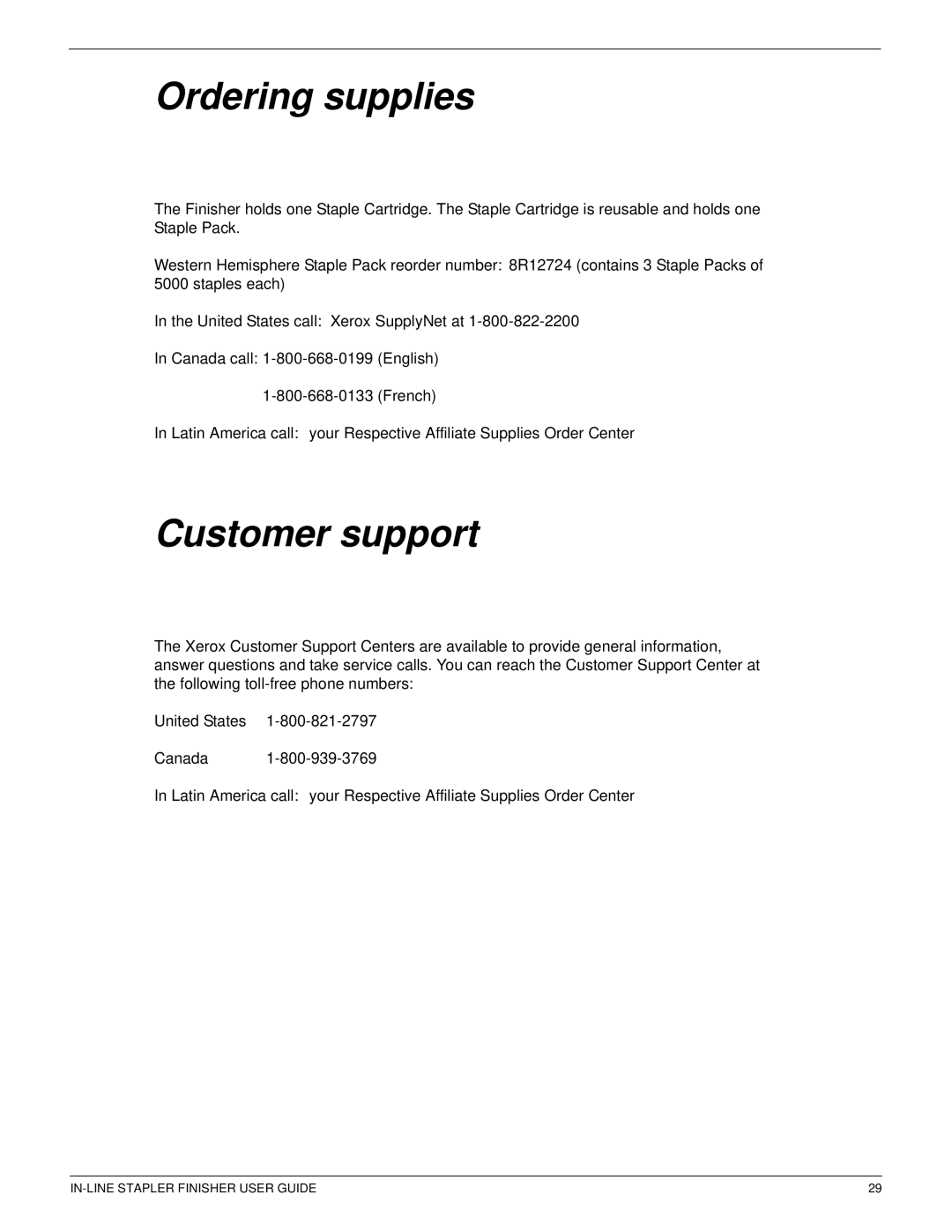 Xerox 12CP manual Ordering supplies, Customer support 