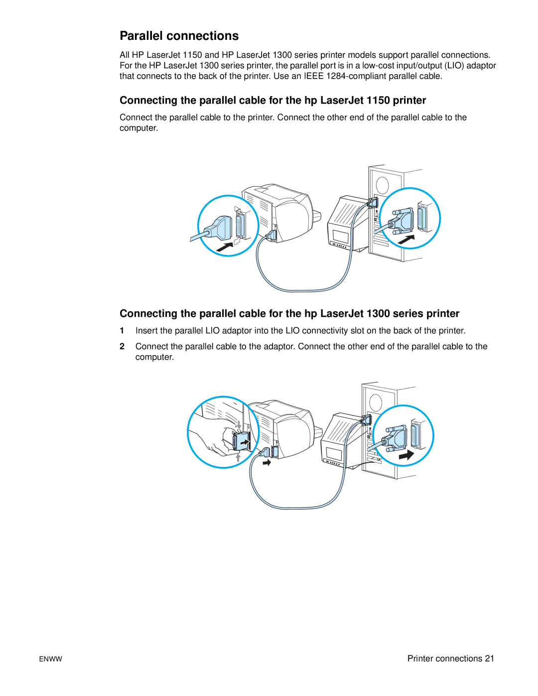 Xerox 1150, 1300 series manual Parallel connections 