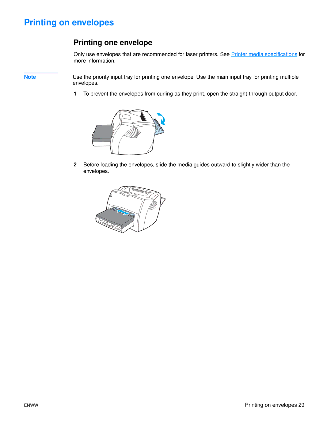 Xerox 1150, 1300 series manual Printing on envelopes, Printing one envelope 