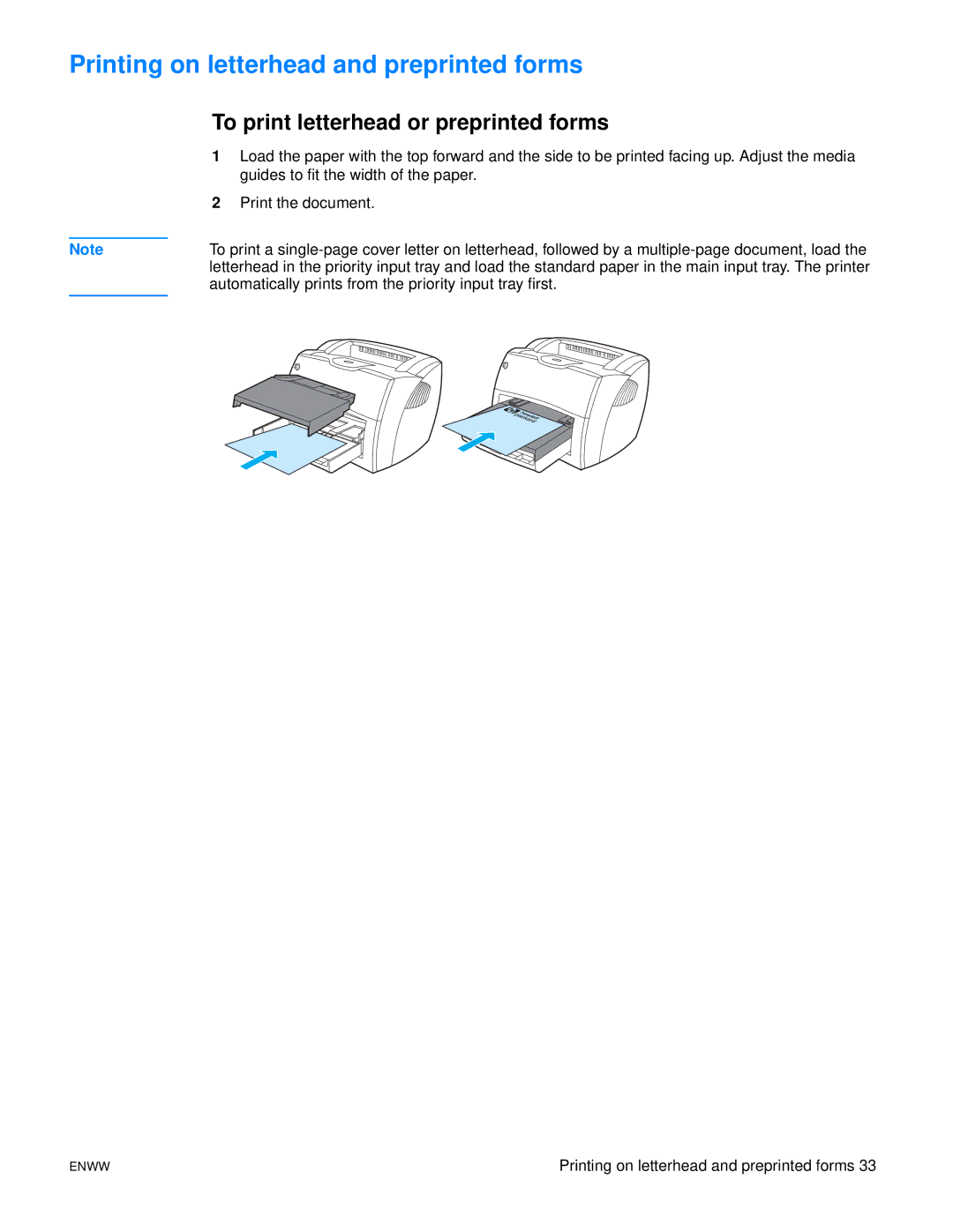 Xerox 1150, 1300 series manual Printing on letterhead and preprinted forms, To print letterhead or preprinted forms 