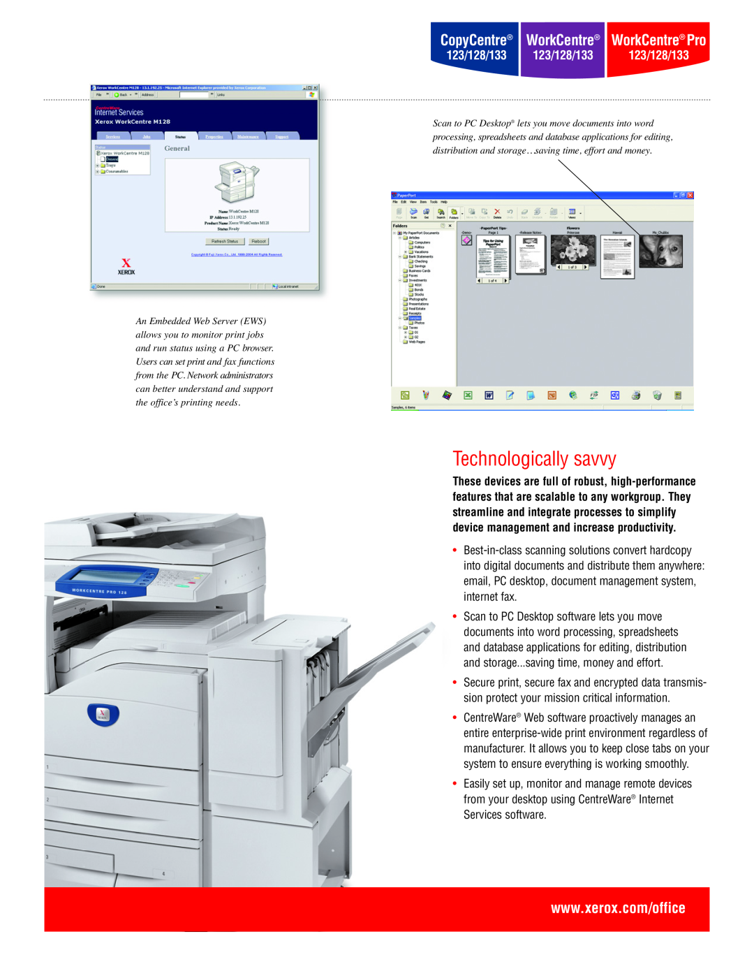 Xerox manual Technologically savvy, CopyCentre WorkCentre WorkCentre Pro, 123/128/133 123/128/133 123/128/133 