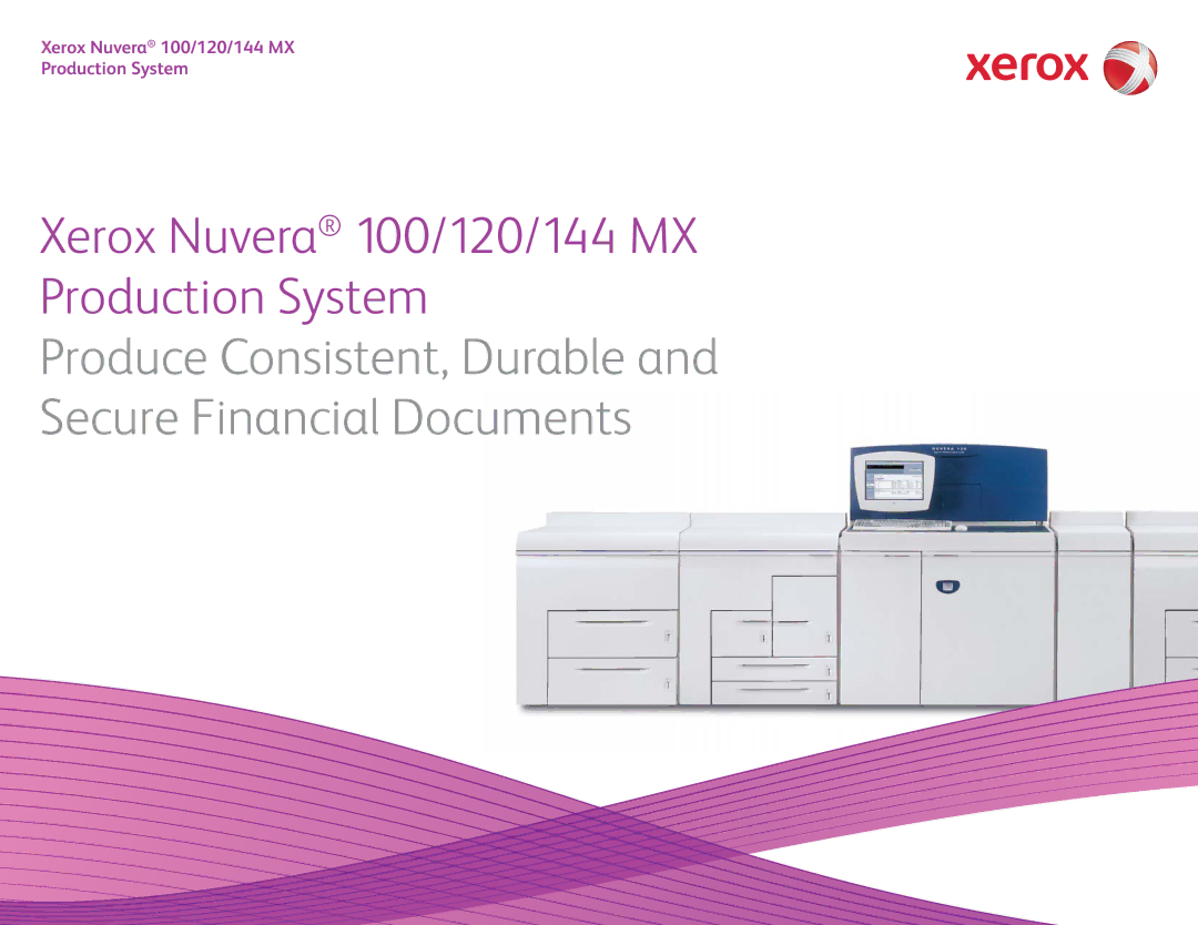 Xerox 120 MX, 100MX manual Xerox Nuvera 100/120/144 MX Production System 