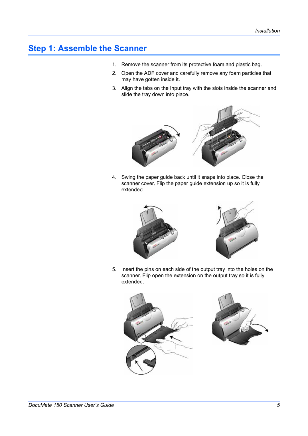 Xerox 150 manual Assemble the Scanner 