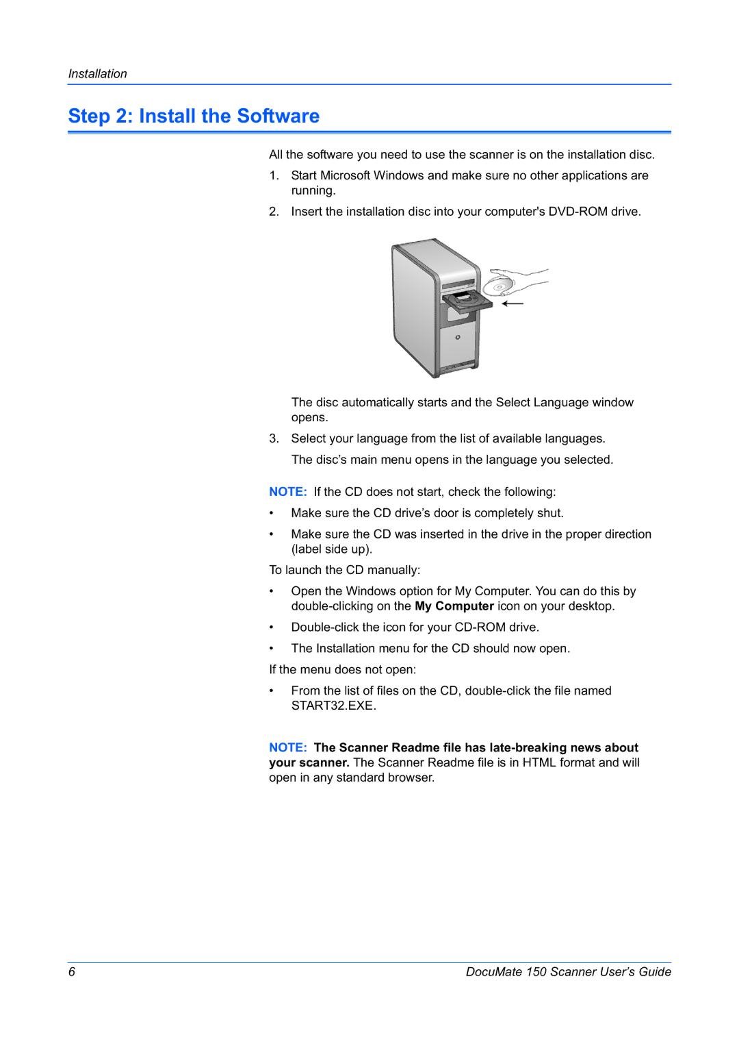 Xerox 150 manual Install the Software 