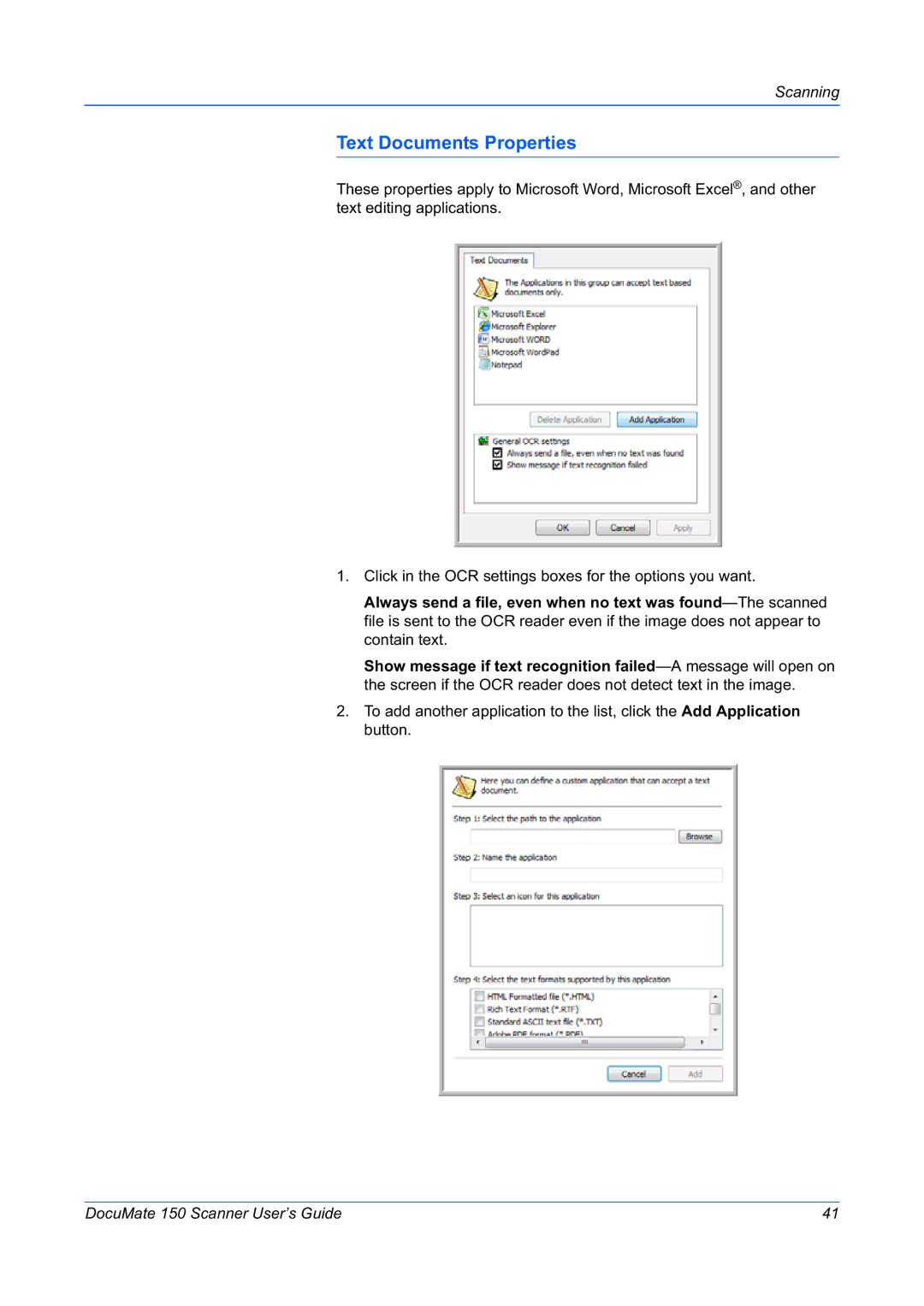 Xerox 150 manual Text Documents Properties 