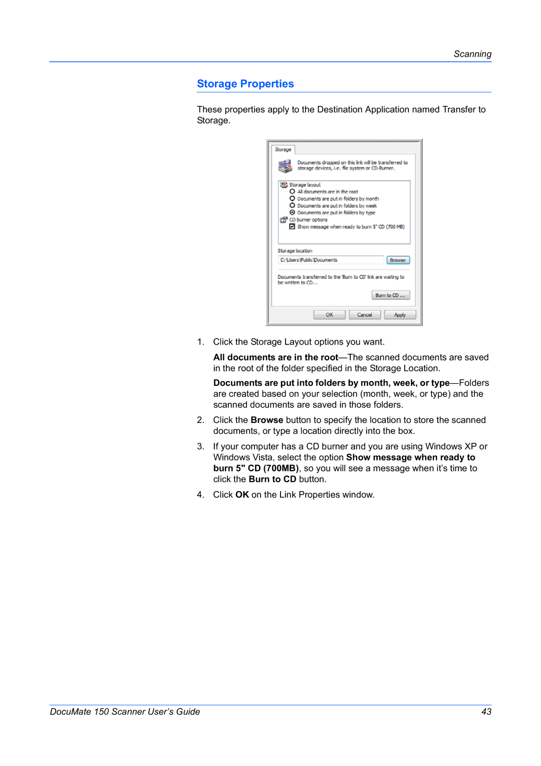 Xerox 150 manual Storage Properties 