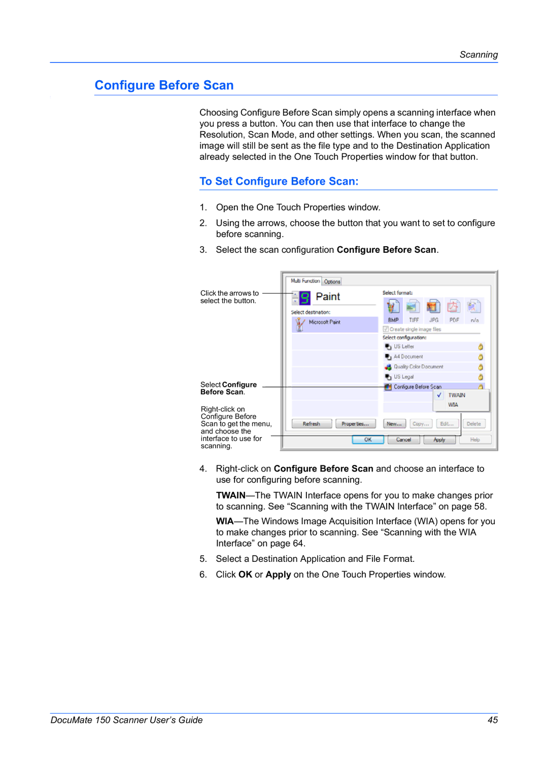 Xerox 150 manual To Set Configure Before Scan 