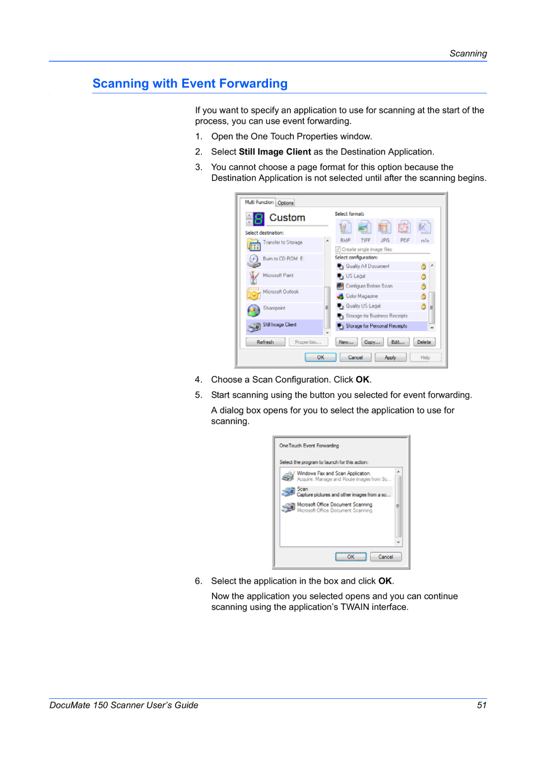 Xerox 150 manual Scanning with Event Forwarding 