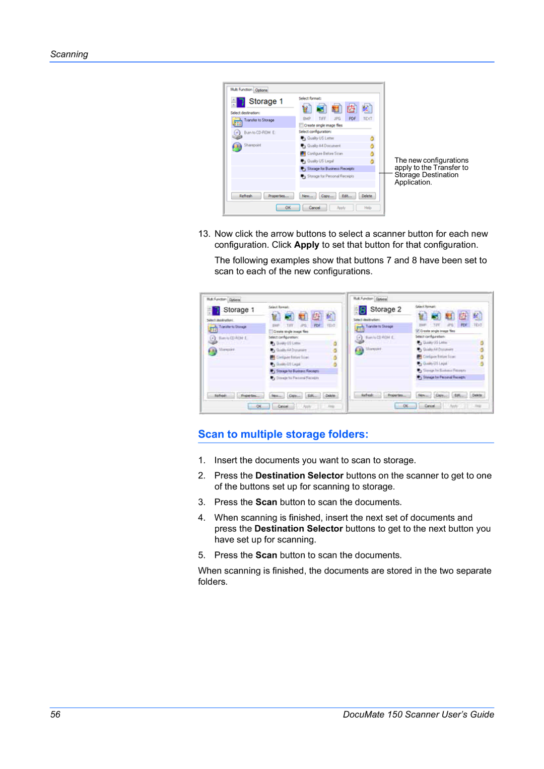 Xerox 150 manual Scan to multiple storage folders 