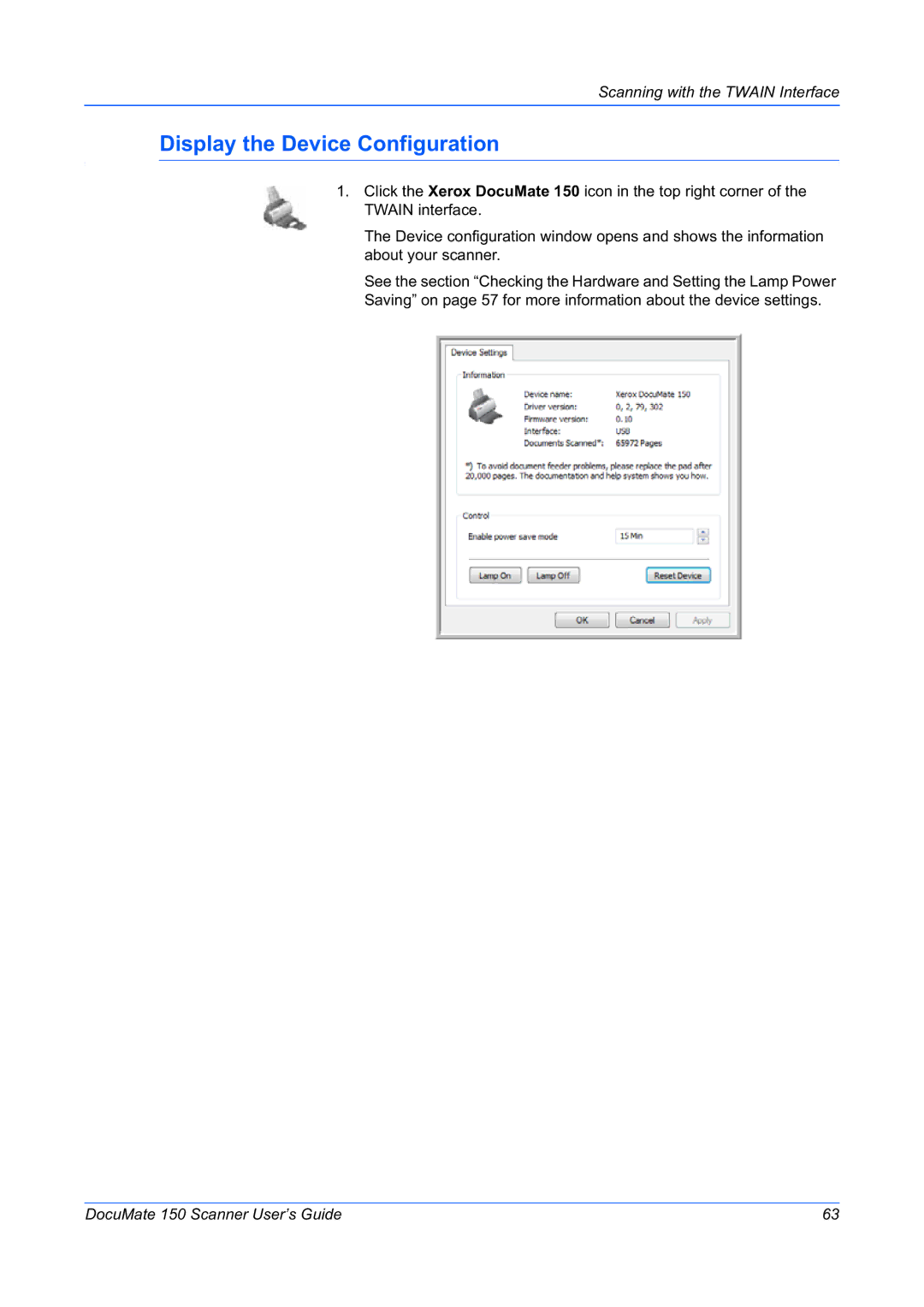 Xerox 150 manual Display the Device Configuration 