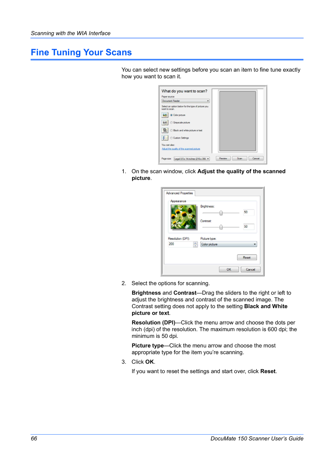 Xerox 150 manual Fine Tuning Your Scans 