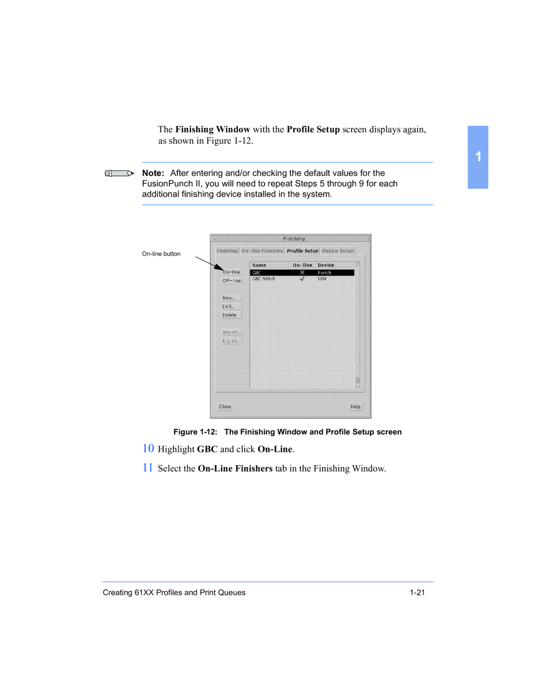 Xerox 16 Series manual The Finishing Window and Profile Setup screen 