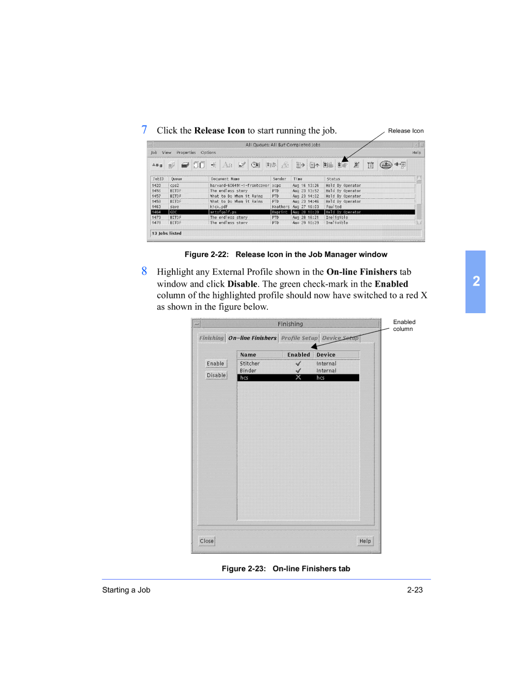 Xerox 16 Series manual Release Icon in the Job Manager window 