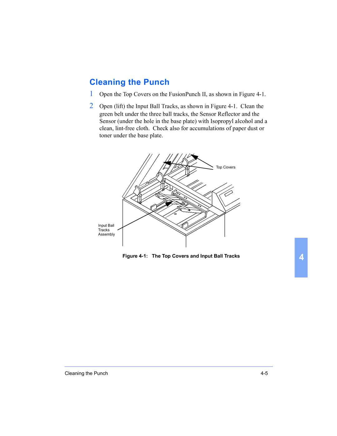 Xerox 16 Series manual Cleaning the Punch, Top Covers and Input Ball Tracks 