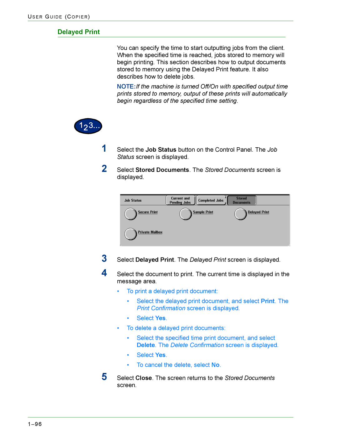 Xerox 1632, 2240 manual Delayed Print 