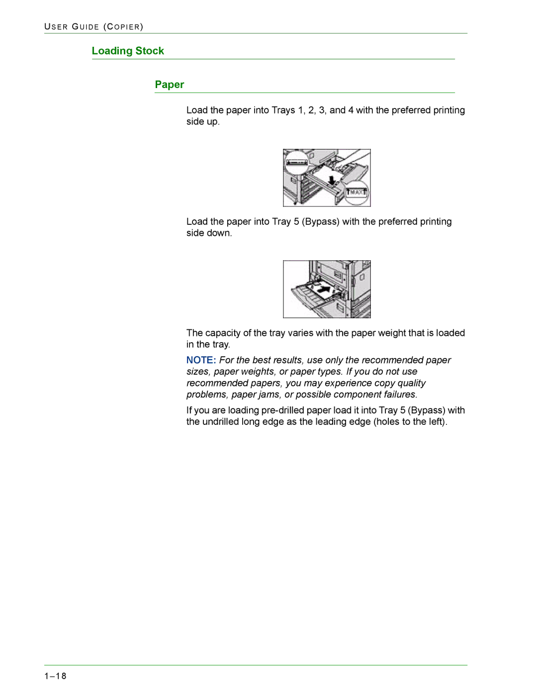 Xerox 1632, 2240 manual Loading Stock Paper 