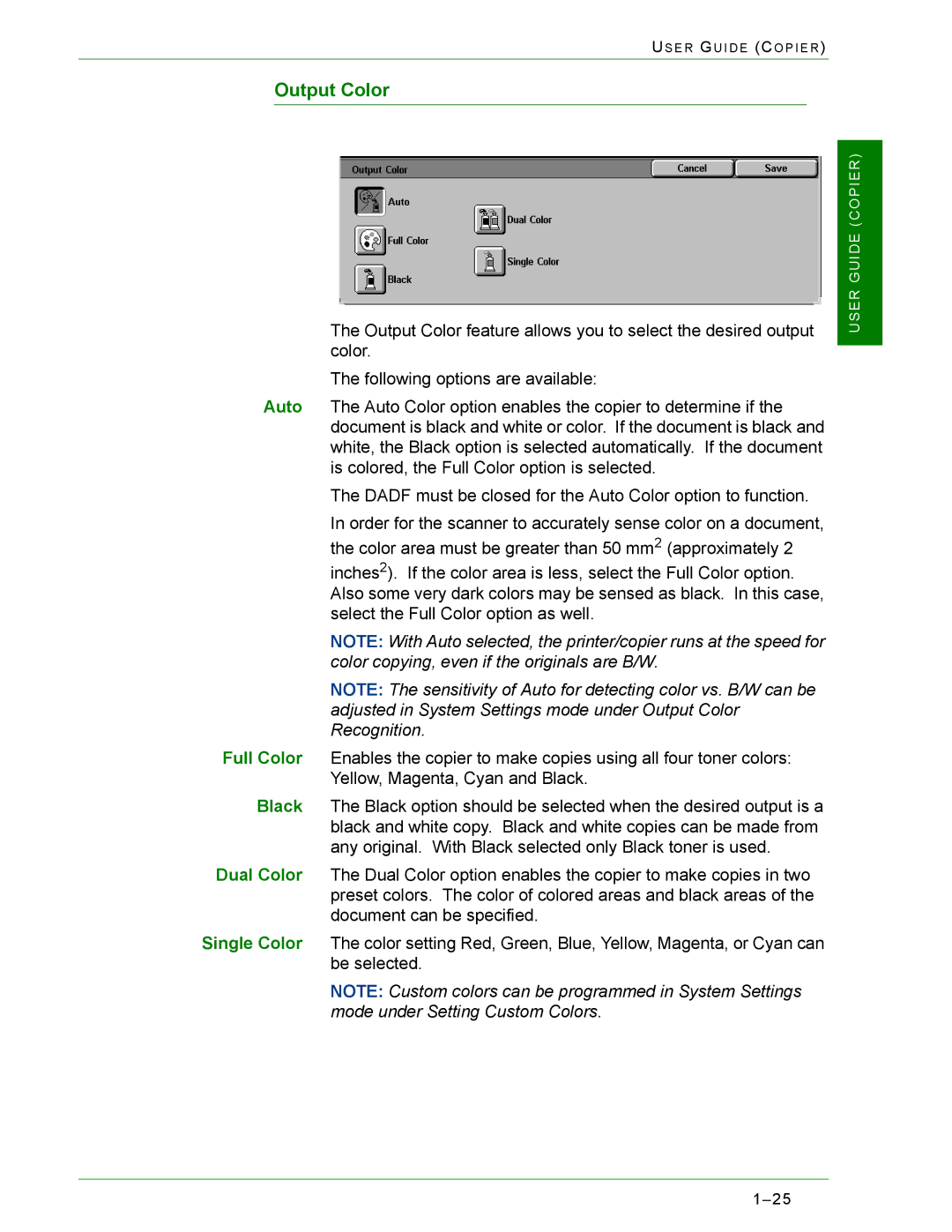 Xerox 2240, 1632 manual Output Color 