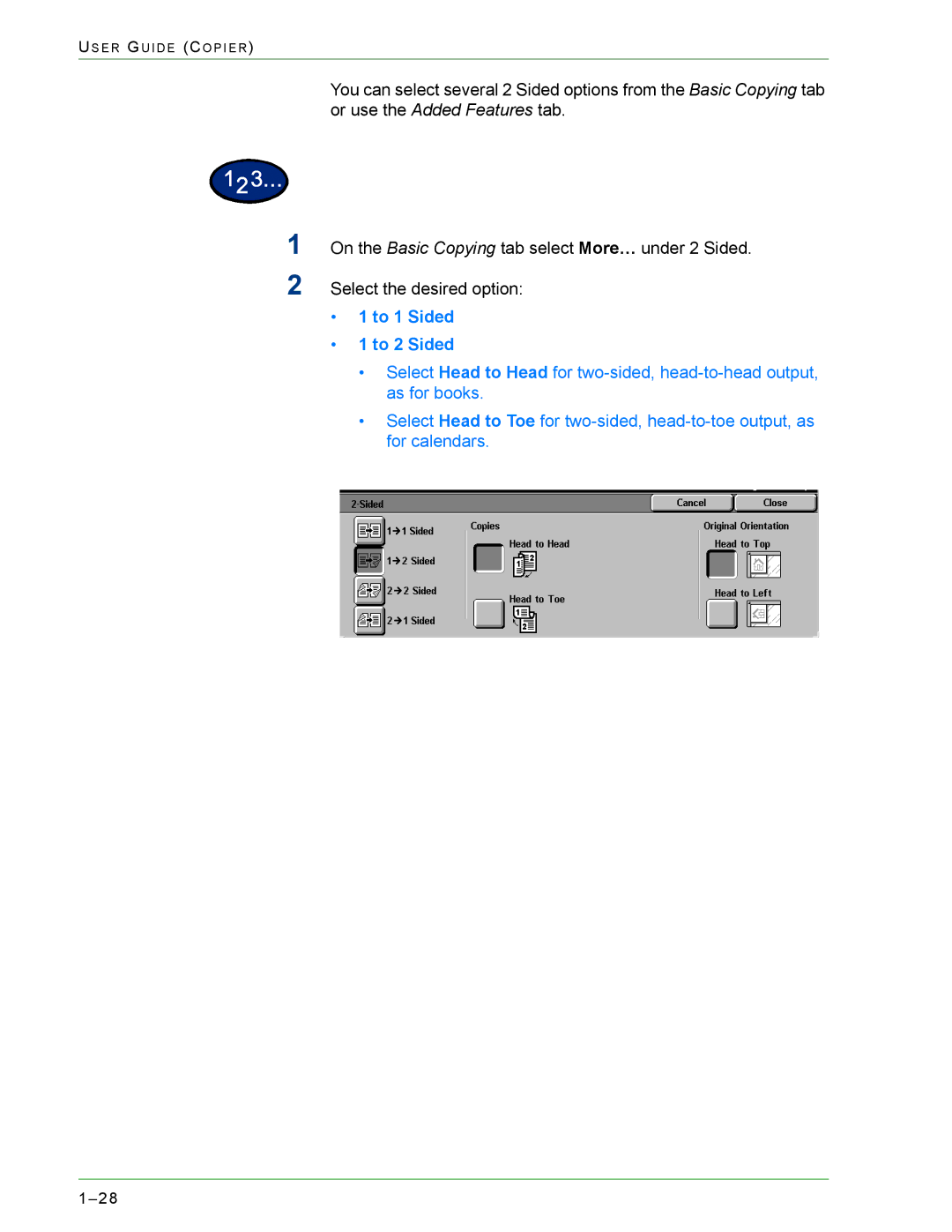 Xerox 1632, 2240 manual To 1 Sided To 2 Sided 