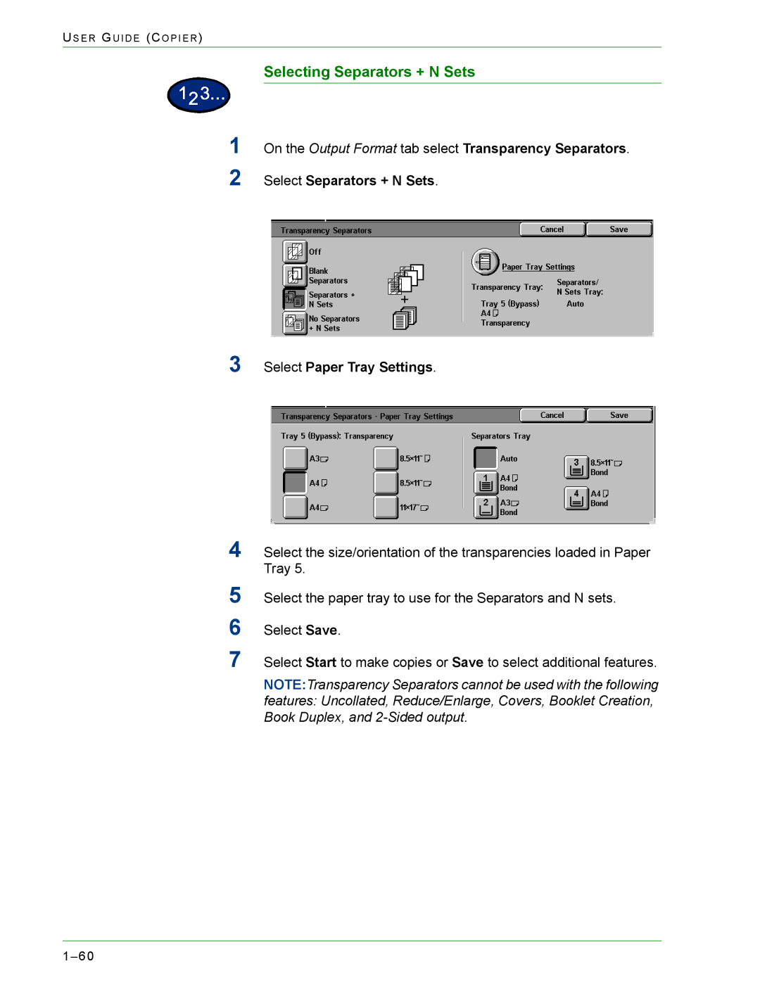 Xerox 1632, 2240 manual Selecting Separators + N Sets 