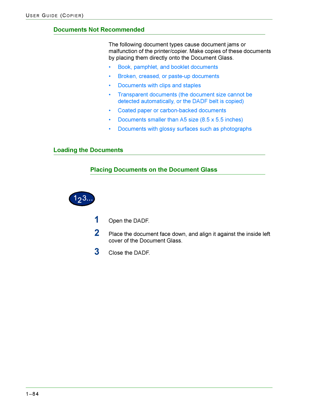 Xerox 1632, 2240 manual Documents Not Recommended 