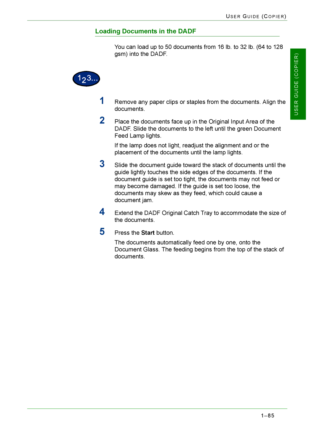 Xerox 2240, 1632 manual Loading Documents in the Dadf 