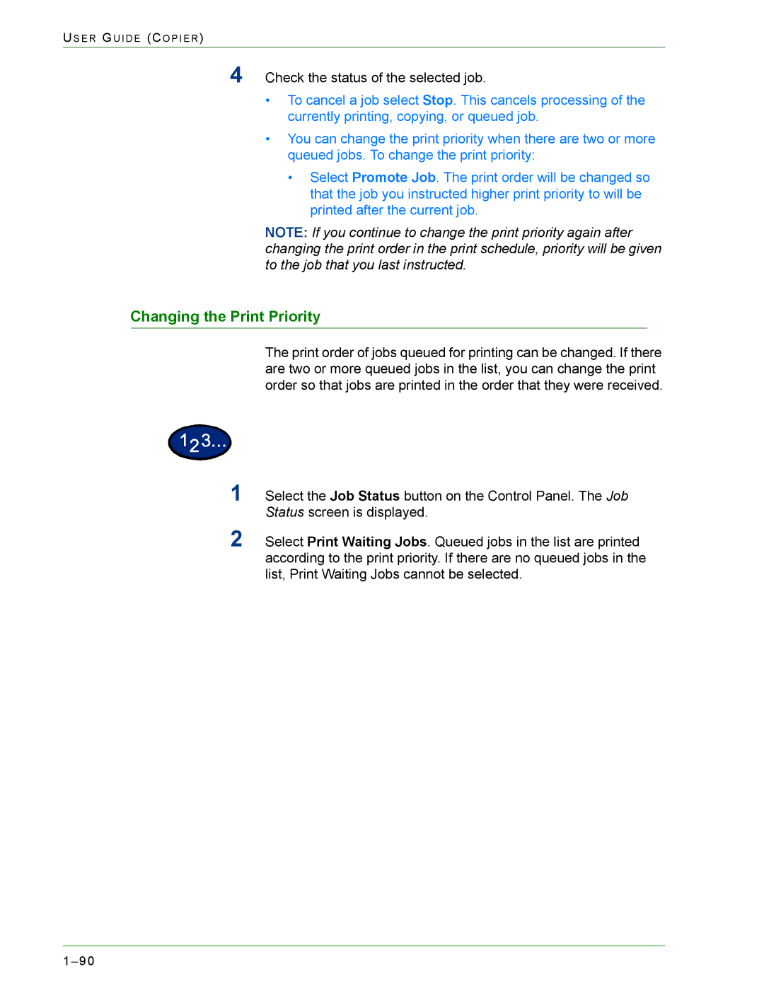 Xerox 1632, 2240 manual Changing the Print Priority 