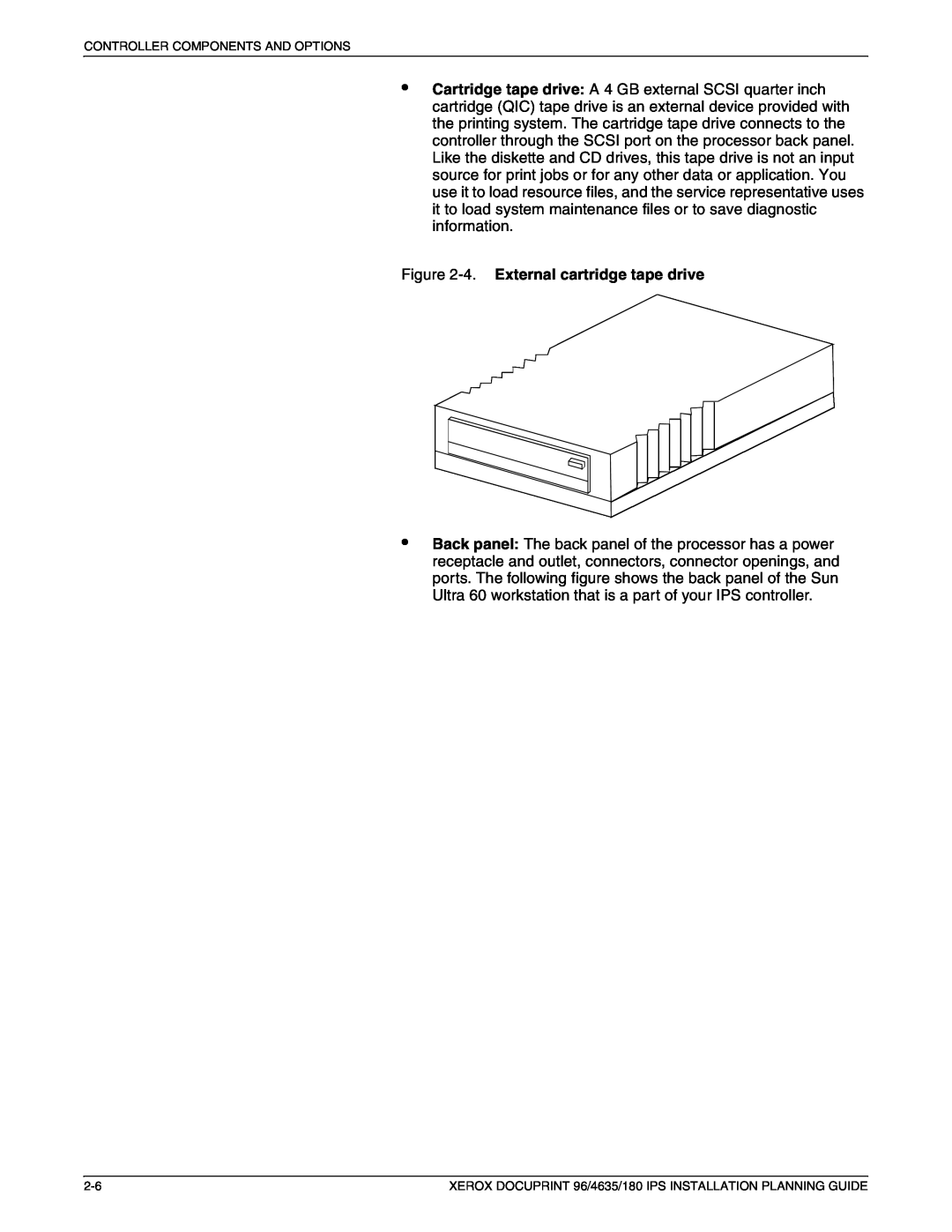 Xerox 180 IPS manual 4. External cartridge tape drive 