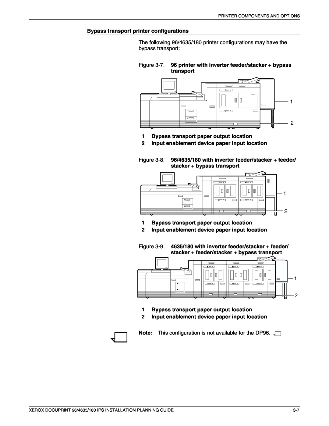 Xerox 180 IPS manual Bypass transport printer configurations, 1Bypass transport paper output location 
