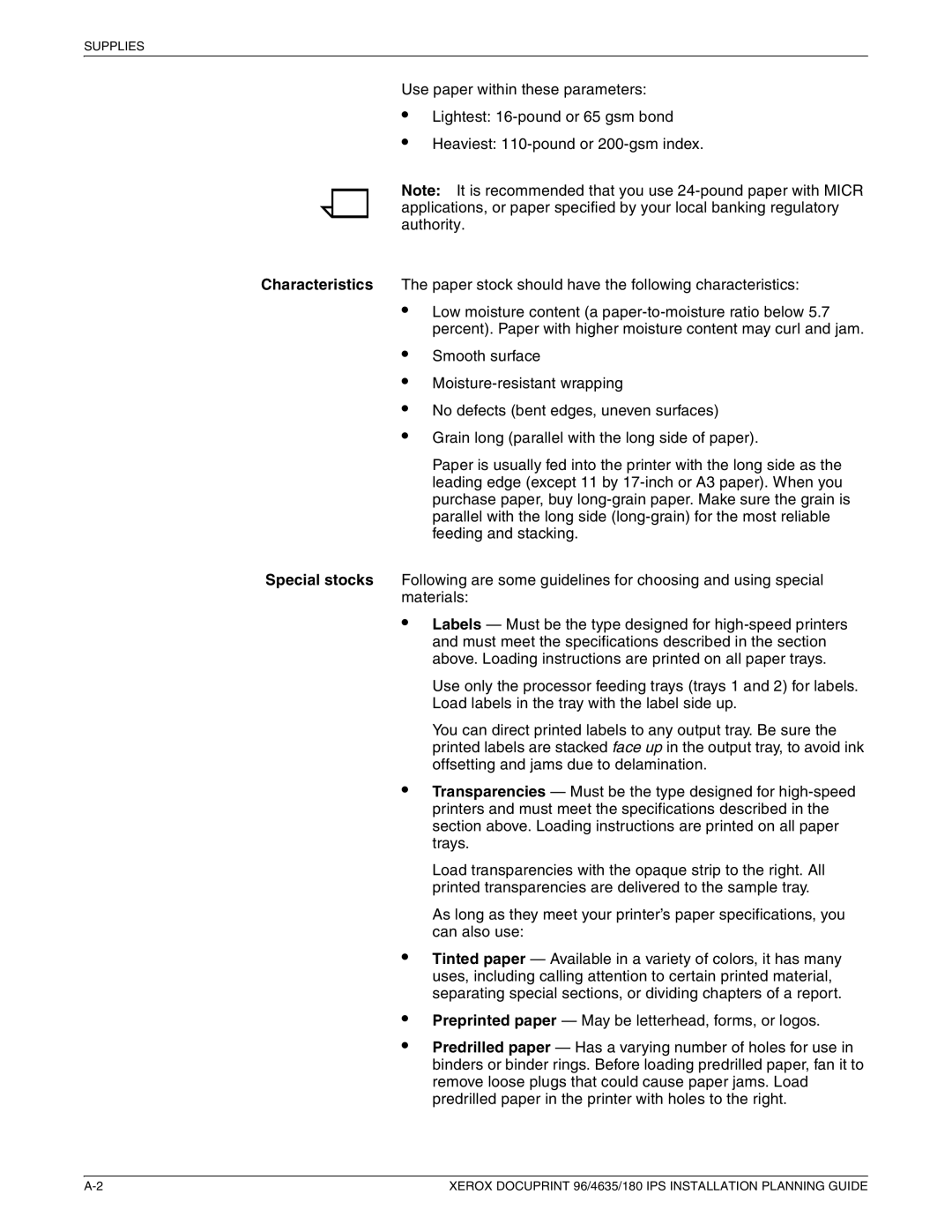 Xerox 180 IPS manual Supplies 