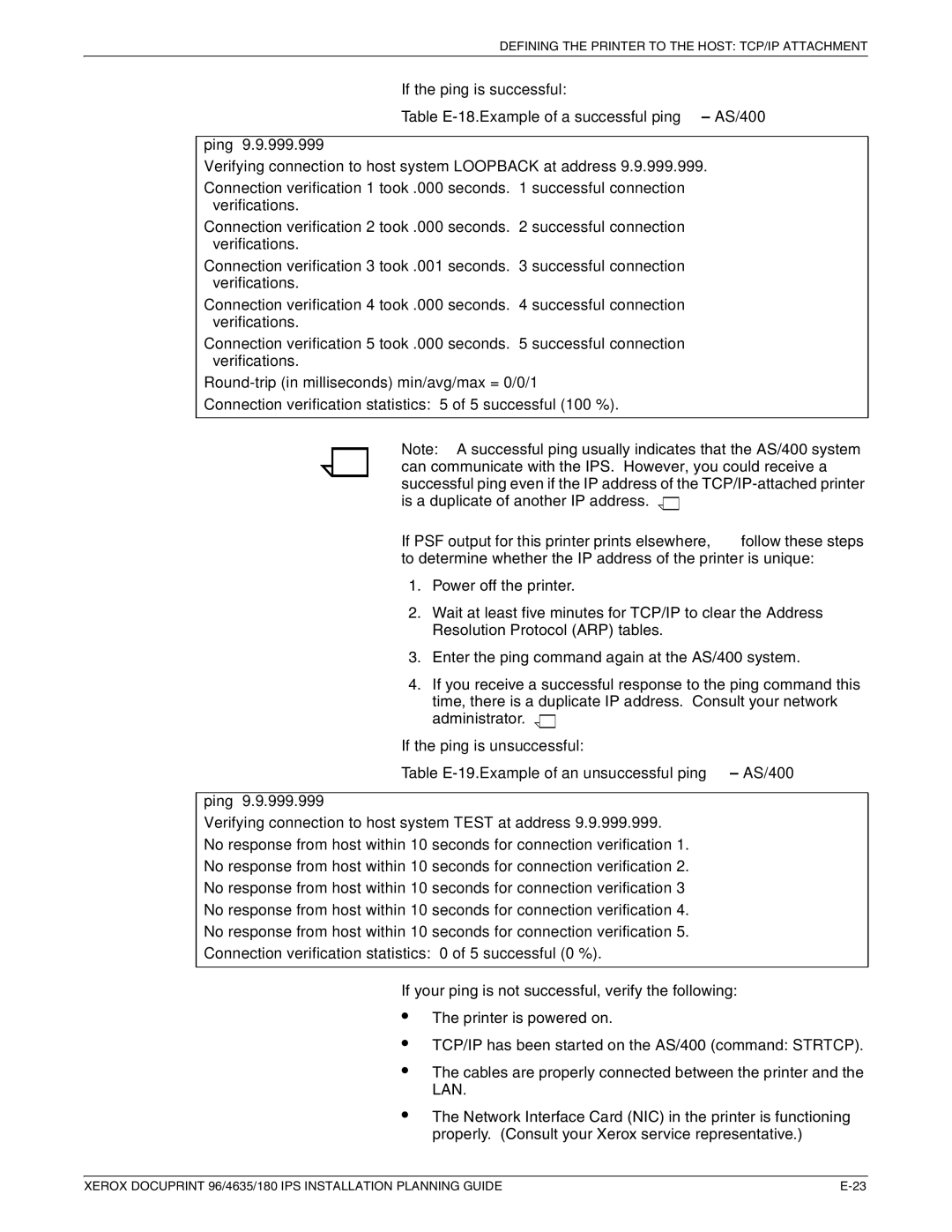 Xerox 180 IPS manual Defining the Printer to the Host TCP/IP Attachment 