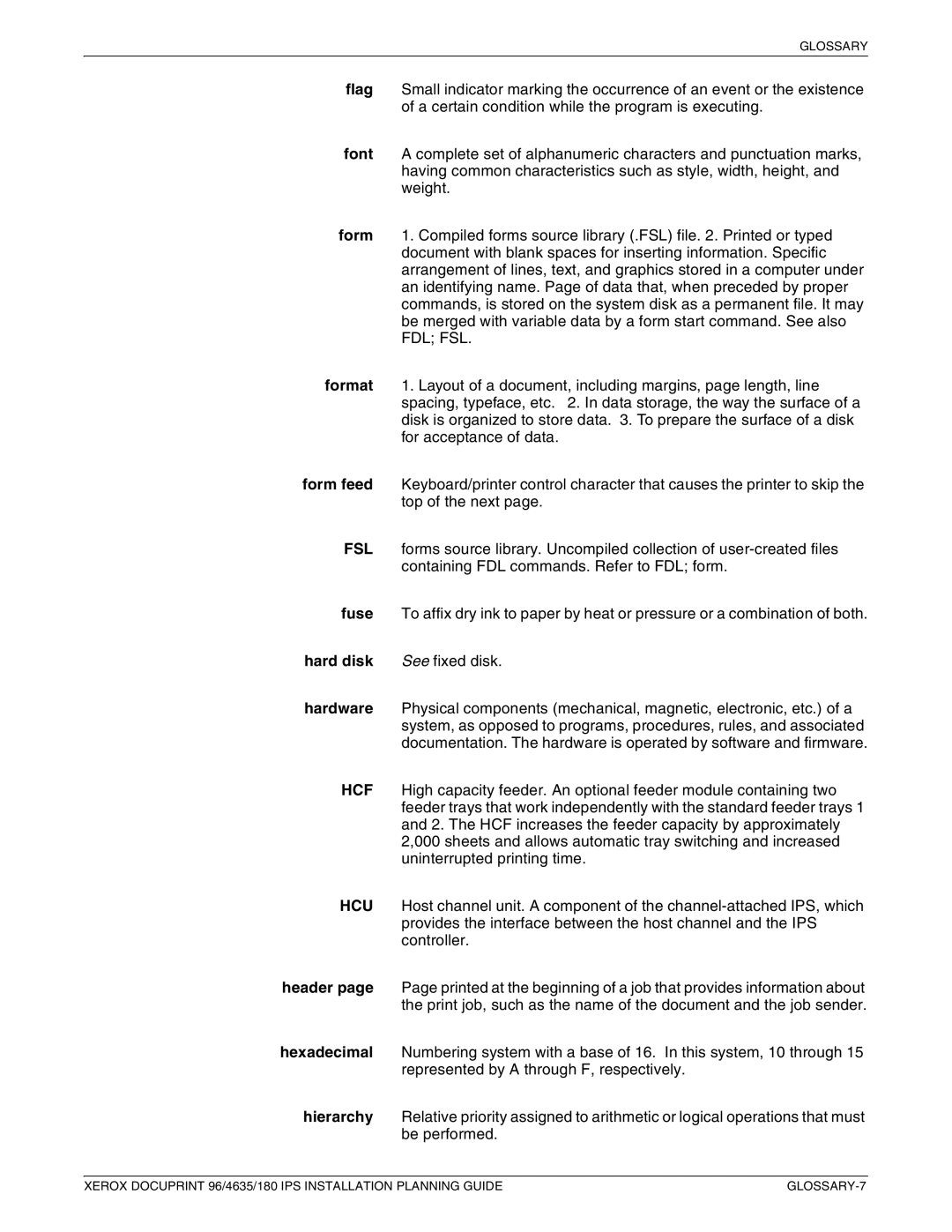 Xerox 180 IPS manual GLOSSARY-7 