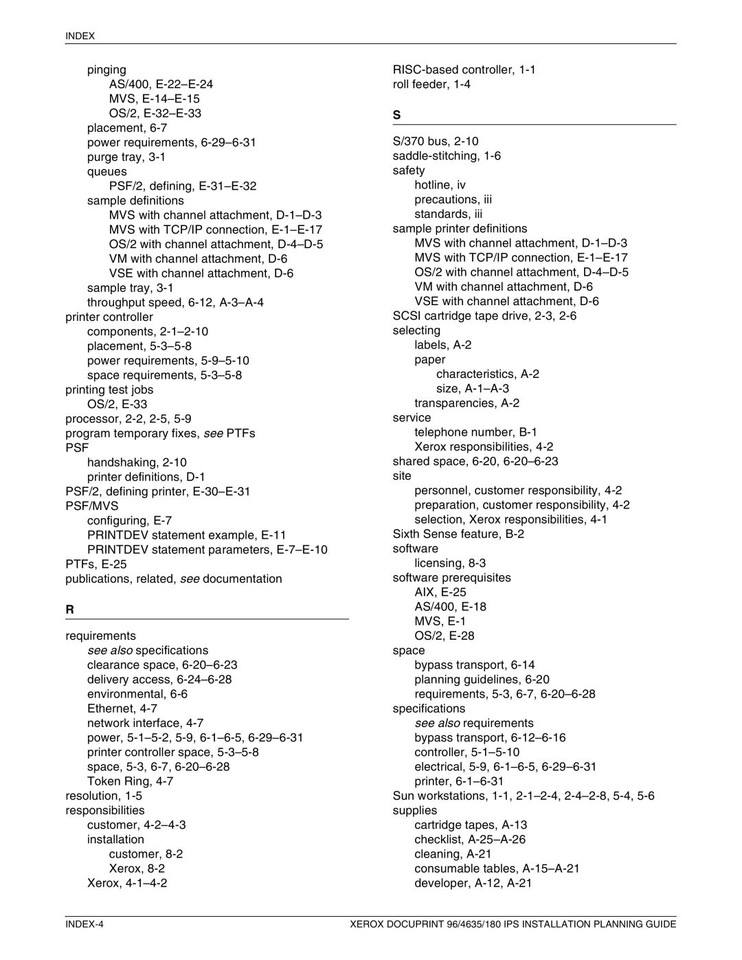 Xerox 180 IPS manual Psf 