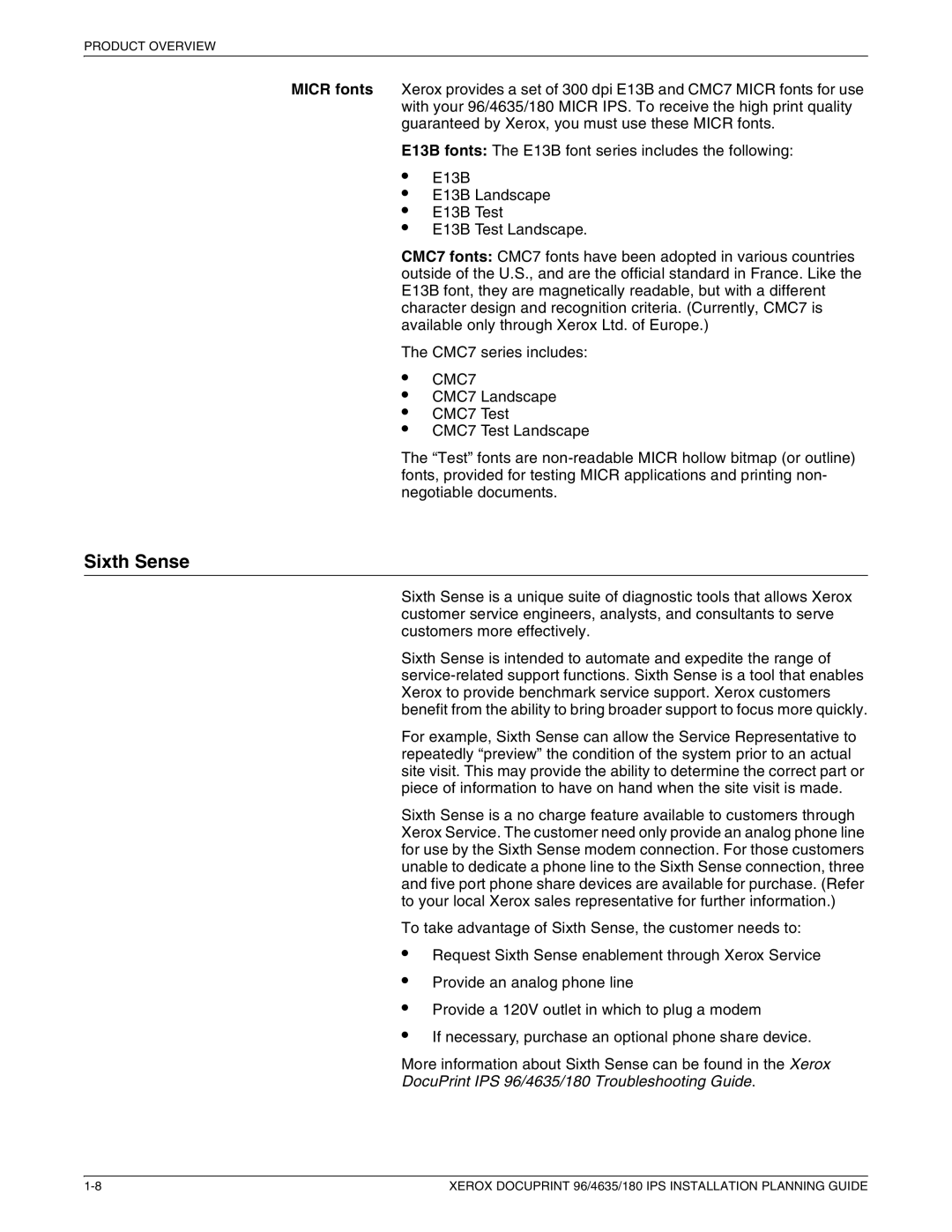 Xerox 180 IPS manual Sixth Sense, CMC7 