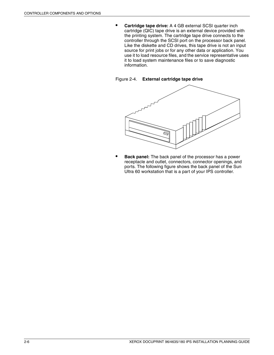 Xerox 180 IPS manual External cartridge tape drive 