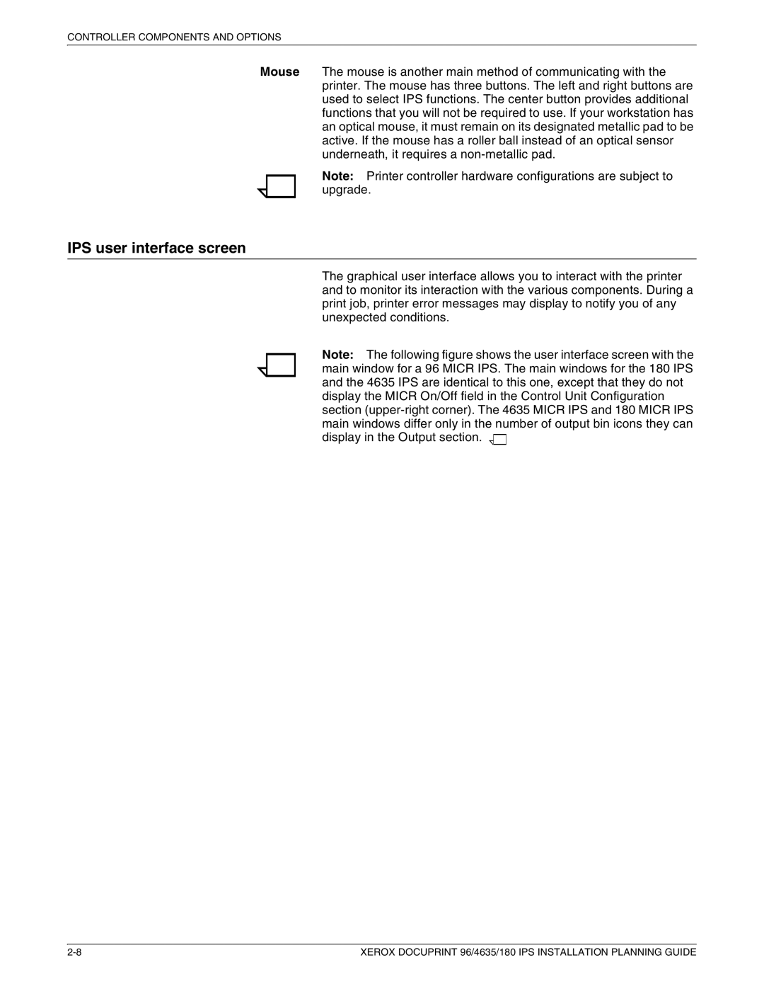 Xerox 180 IPS manual IPS user interface screen 