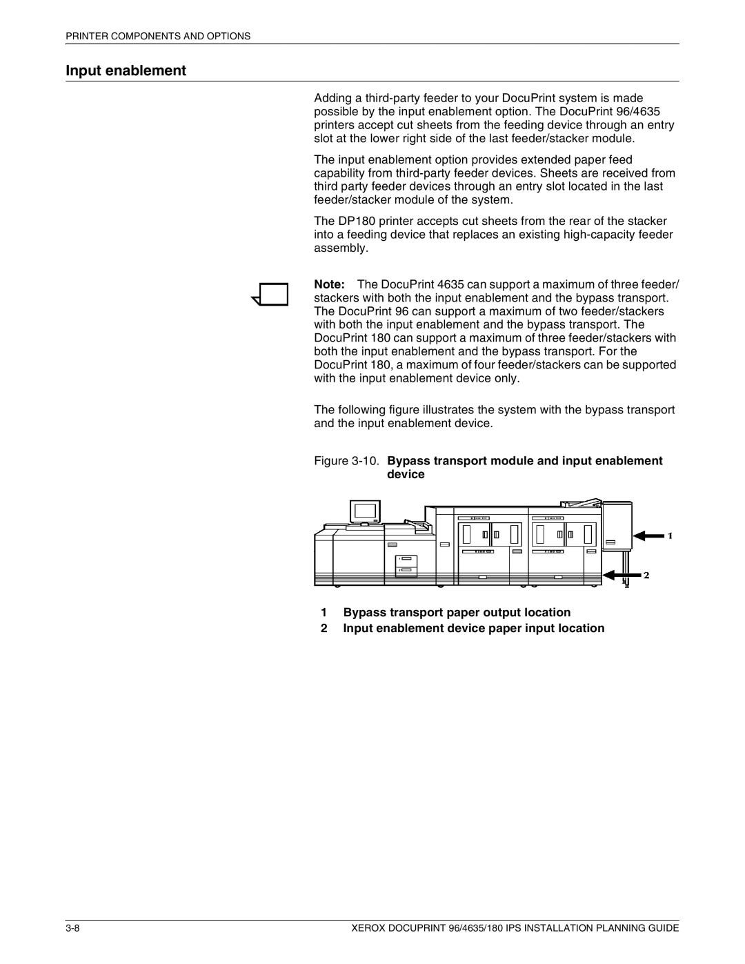 Xerox 180 IPS manual Input enablement 