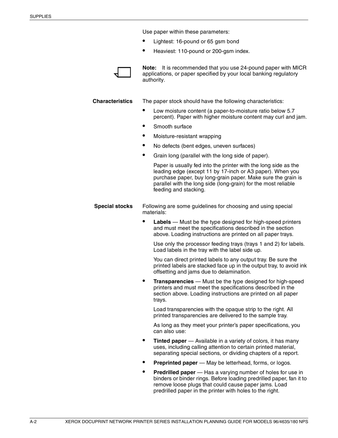 Xerox 180 NPS manual Supplies 