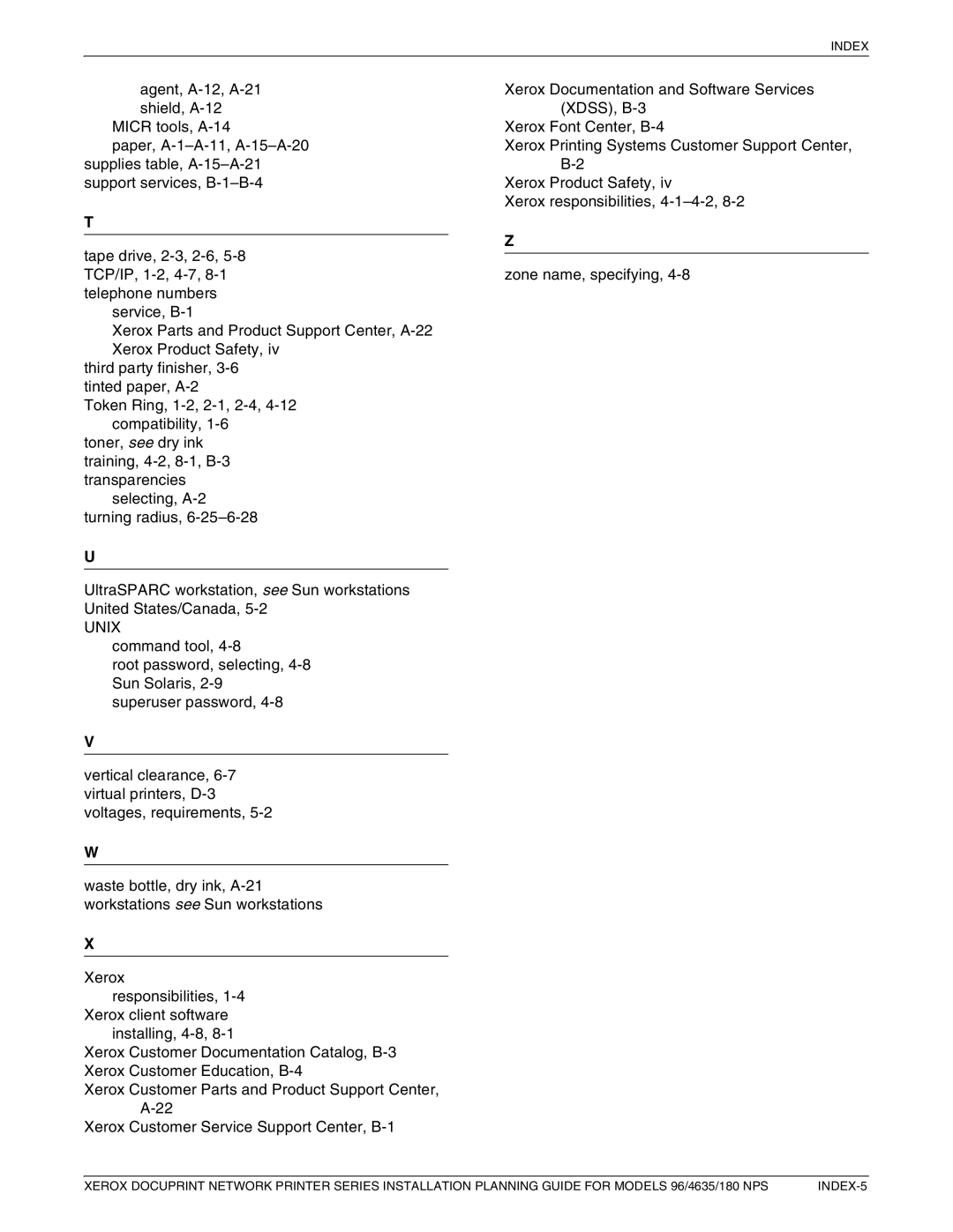 Xerox 180 NPS manual Unix 