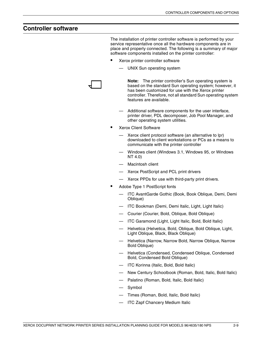 Xerox 180 NPS manual Controller software 