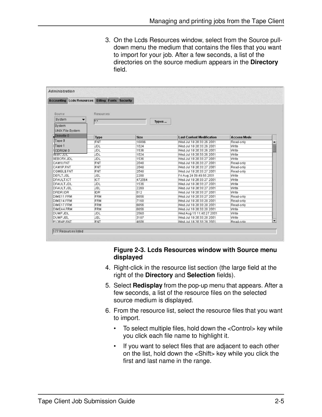 Xerox 2000 SERIES EPS manual Lcds Resources window with Source menu displayed 