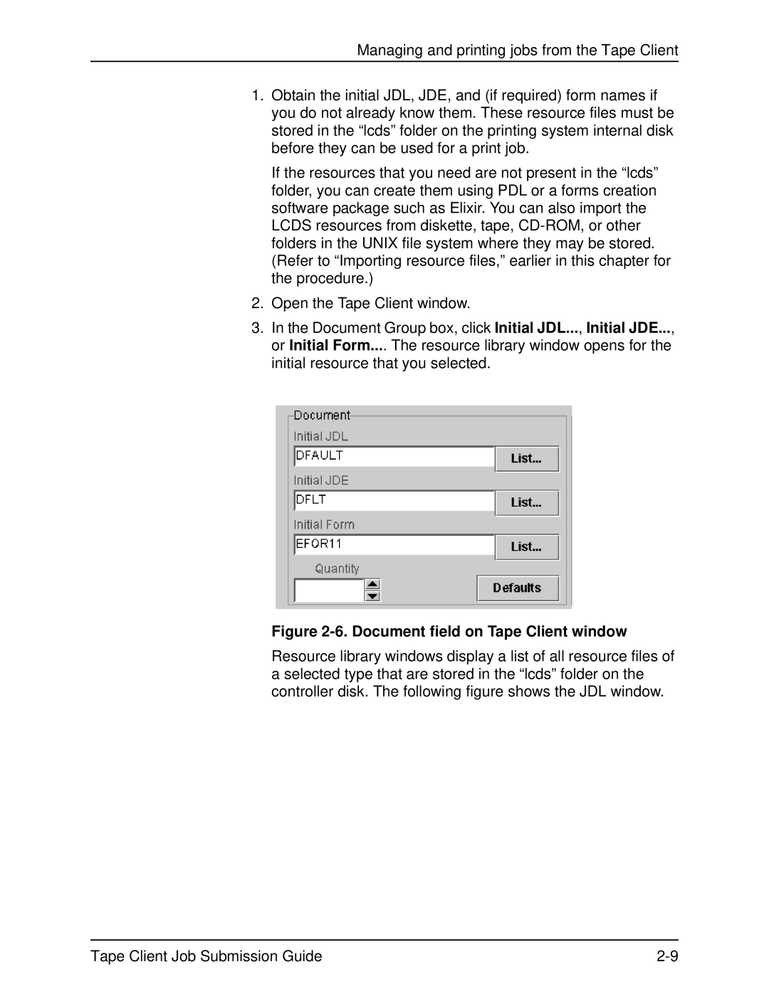 Xerox 2000 SERIES EPS manual Document field on Tape Client window 