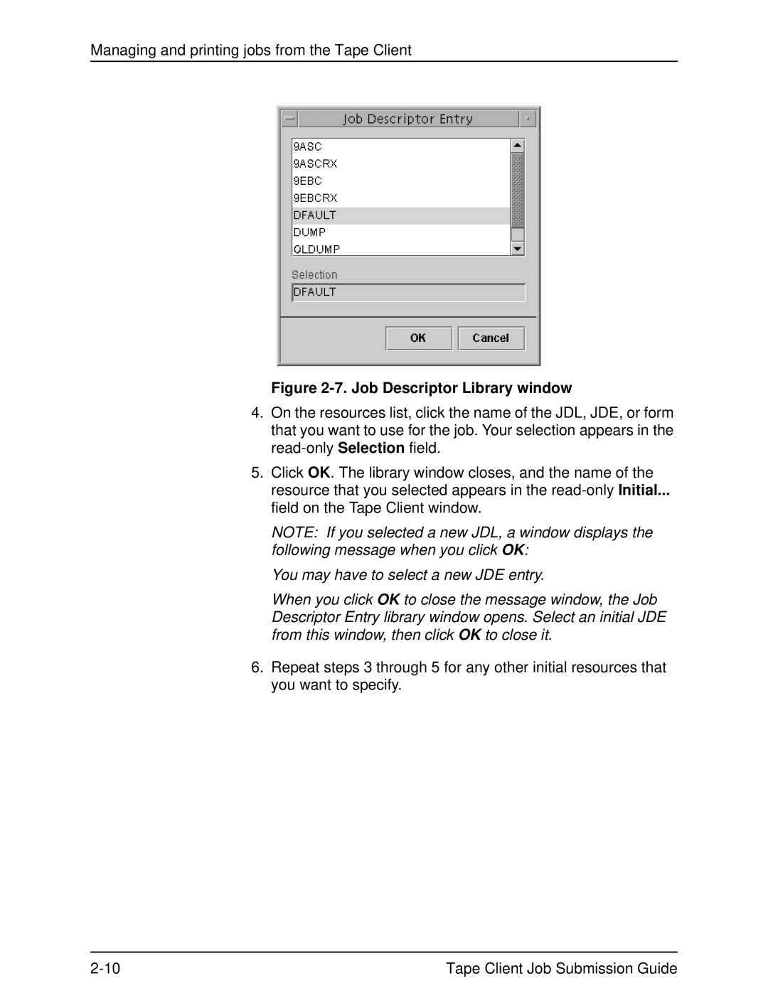 Xerox 2000 SERIES EPS manual Job Descriptor Library window 