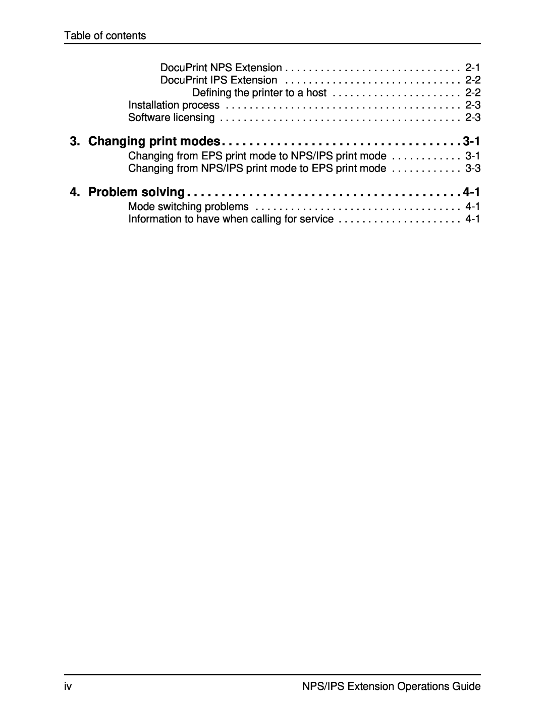 Xerox 2000 Series manual Table of contents 