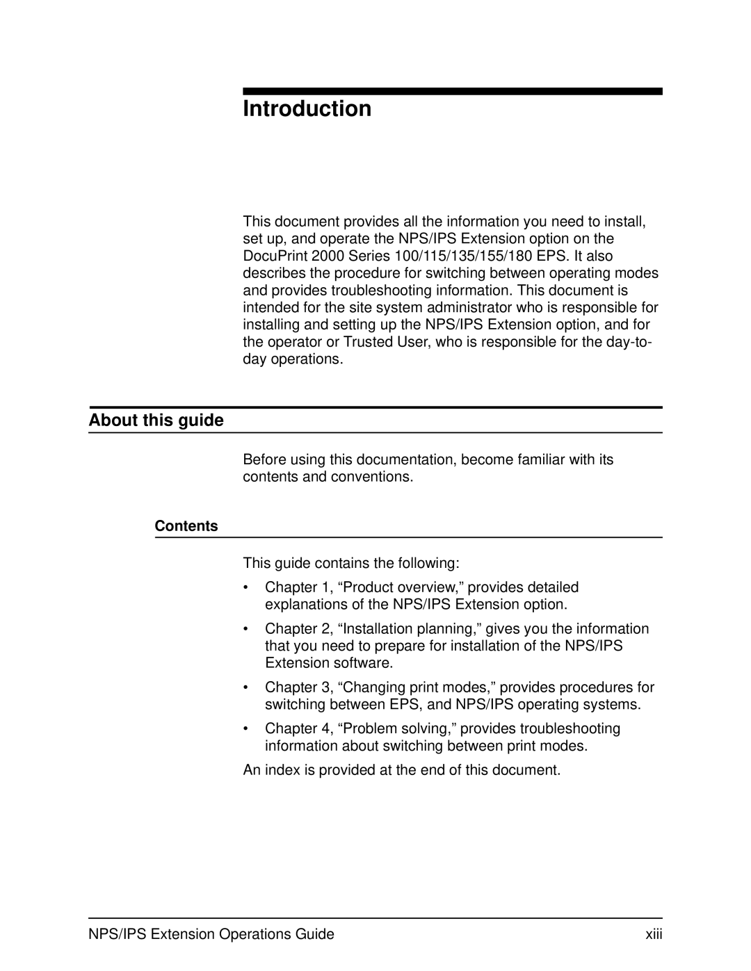 Xerox 2000 Series manual Introduction, About this guide, Contents 