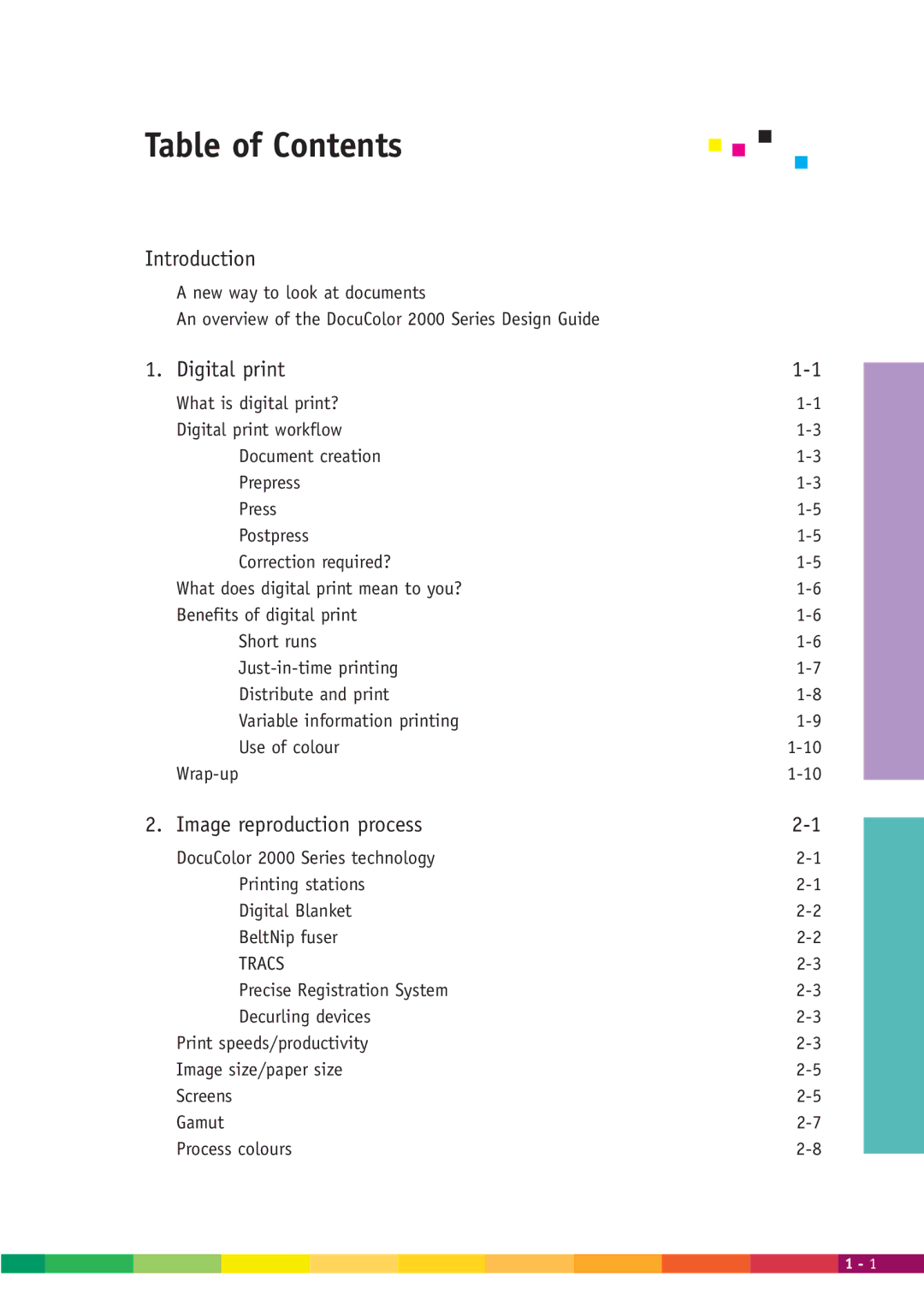 Xerox 2000 manual Table of Contents 